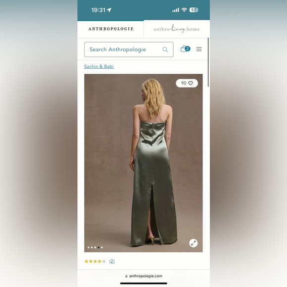 Strapless olive shiny dress size 8 never worn - Picture 2 of 5